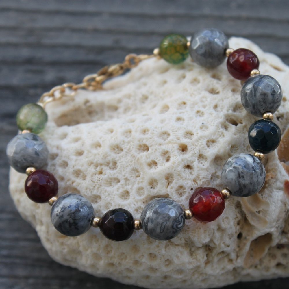 Picasso Jasper and Agate Bracelet- Healing Bracelet - Unisex - Great for Gifting